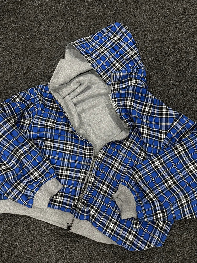 Cozy Plaid Zip-Up Hoodie