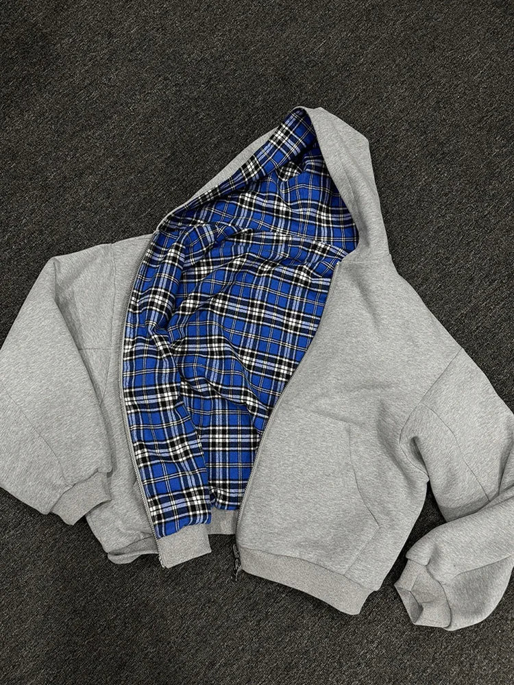 Cozy Plaid Zip-Up Hoodie